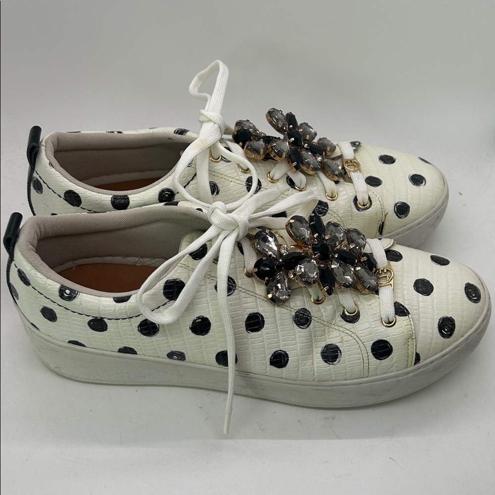 Jorge Bischoff Crystal White/Black Polka Dot Sneakers Shoes **Size 37/US 6**🌺🌺 - Picture 4 of 11